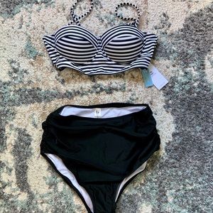 Twice piece high waisted bathing suit